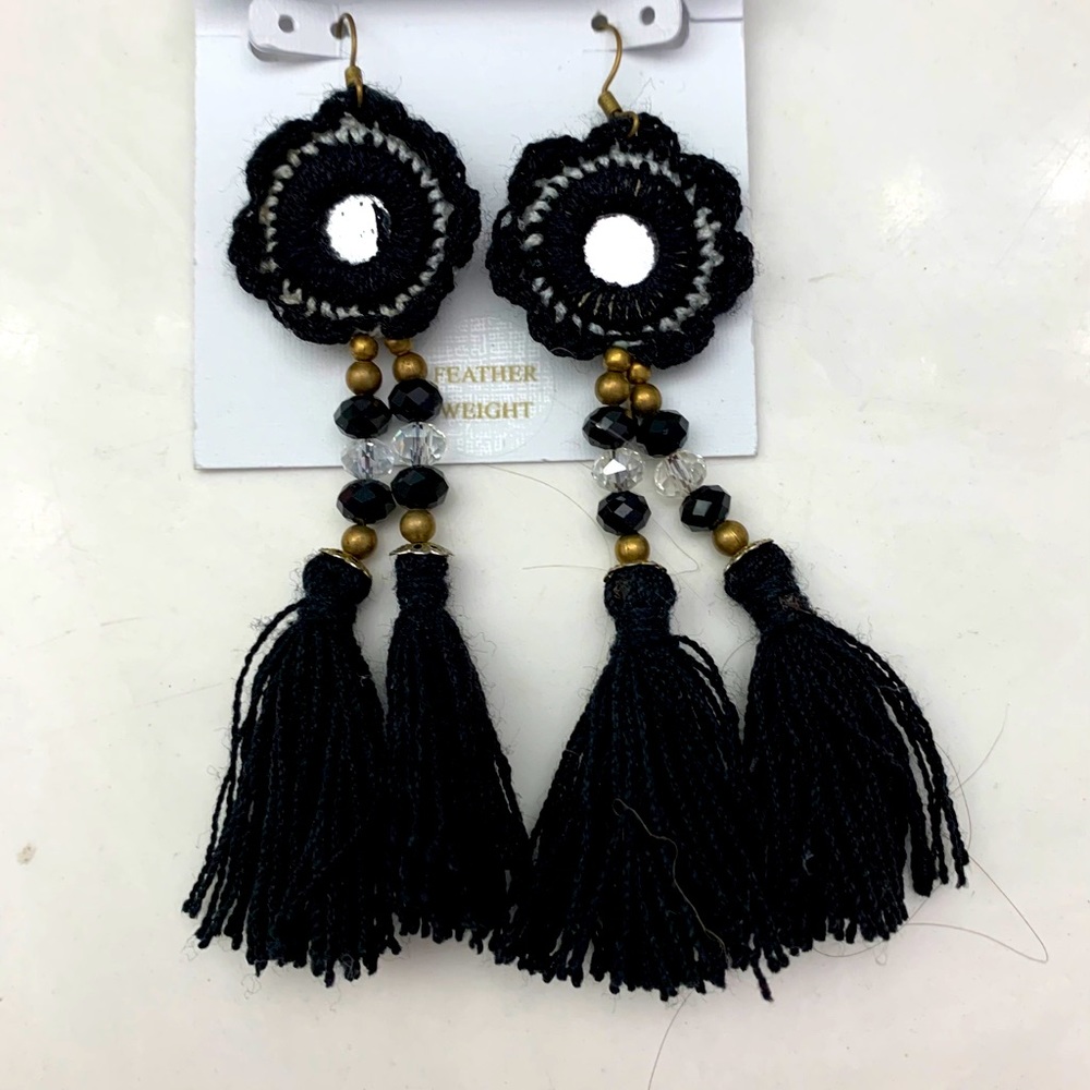 Fun black tassel earrings